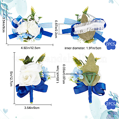 Broche de ramillete de muñeca de tela de seda y boutonniere de flores&nbsp;AJEW-CP0009-43