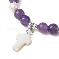 5 Stück Stretch-Armband-Set mit runden Perlen und 6 mm Edelsteinen&nbsp;BJEW-JB10947