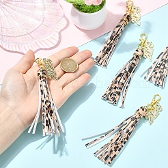 5 pompon en cuir PU et pendentif en alliage décoratifs&nbsp;HJEW-YW00385-01