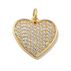Pendentifs de cœur en laiton avec zircone cubique de micro pave&nbsp;KK-G419-23G-01