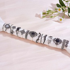 15 stücke 15 stil kristall strass rhombus & lotus & krone fingerringe set&nbsp;JR940A
