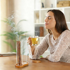 Räucherstäbchenhalter aus Glas&nbsp;AJEW-WH0410-193B