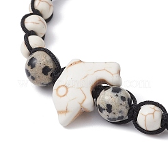 Set di braccialetti con perline intrecciate di delfino turchese sintetico di 2 colori e diaspro dalmata naturale&nbsp;BJEW-JB09839