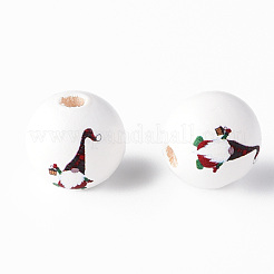Cuentas redondas de madera natural pintada&nbsp;WOOD-N006-185