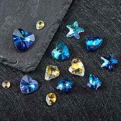 28pcs 14 Stil facettierte Glas Strass Charms&nbsp;RGLA-SZ0001-02