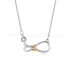 Collares con colgante de corazón infinito de latón bicolor con micro pavé de circonita cúbica transparente para mujer&nbsp;WGE151D-01