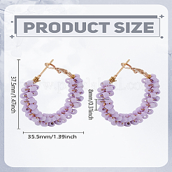 1 paire de boucles d'oreilles créoles en alliage de perles de verre&nbsp;EJEW-LP0003-65E
