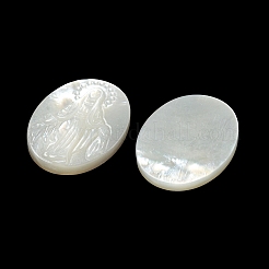 Geschnitzte natürliche weiße Muschel-Cabochons&nbsp;SSHEL-N038-08C-04