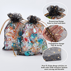 50 x Organza-Geschenkbeutel mit Kordelzug und Mond- und Stern-Motiv&nbsp;OP-BBC0001-03A-02