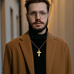 Halsketten mit Bibel-Kreuzanhänger aus Edelstahl 304 für Herren&nbsp;WGBE163-01