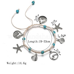 Bracelets de cheville tressés en alliage de style bohème en forme de vague&nbsp;FS-WG159AD-01