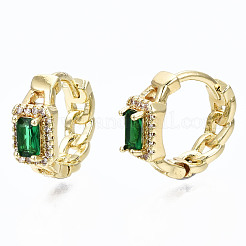 Boucles d'oreilles créoles en laiton zircon cubique micro pavé&nbsp;EJEW-S210-011-NR