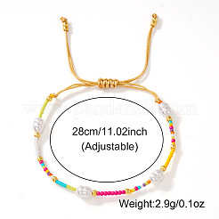 Geflochtene Armbänder aus Glasperlen und Imitationsperlen&nbsp;QM2357-1