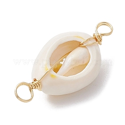 Conectores con forma de concha envueltos en alambre de cobre con concha de cauri natural&nbsp;PALLOY-JF02939-02