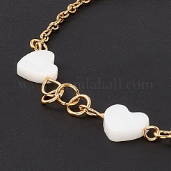 Bracciale a maglie di cuore in conchiglia sintetica&nbsp;BJEW-F431-06G