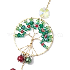 Ornamenti pendenti per l'albero della vita avvolti in filo di perle di vetro natalizie&nbsp;HJEW-TA00209