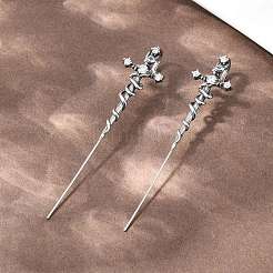 Boucles d'oreilles serpent en acier inoxydable 316 serties de micro-pavés de zirconiums cubiques transparents&nbsp;AJEW-C044-20AS