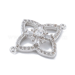 Gestellplattierung Messing klare Zirkonia Blumenverbinder Charms&nbsp;KK-A234-063P
