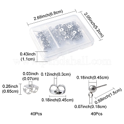 40 Stück Ohrstecker-BeZubehör aus 304 Edelstahl mit Kugelkopf&nbsp;STAS-FS0001-76P