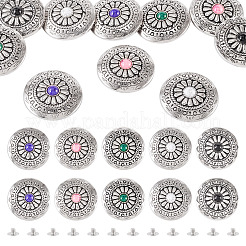 10 pz 5 colori in lega rotonda piatta in stile tibetano con rivetti decorativi in resina&nbsp;BUTT-TA0001-31B
