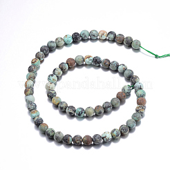 Gefrostete natürliche afrikanische Türkis (Jaspis) runde Perlenstränge&nbsp;G-D746-4mm
