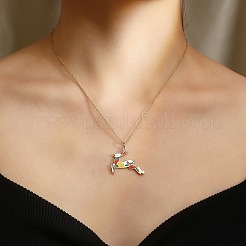 Weihnachtshirsch 304 Edelstahl Emaille Anhänger Halsketten für Frauen&nbsp;FS-WG69B7B-01