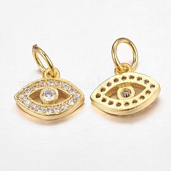 Breloques de mauvais œil en laiton avec cz zircone cubique micro pave&nbsp;X-ZIRC-L018-10G
