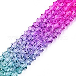 Hilos de cuentas de vidrio con pintura para hornear de color degradado&nbsp;DGLA-A039-T6mm-A011
