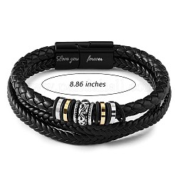 Word love you forever Geflochtenes dreilagiges mehrsträngiges Lederarmband&nbsp;JB751A