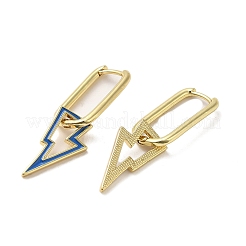 Orecchini pendenti a cerchio in ottone dorato a forma di fulmine&nbsp;EJEW-L268-018G-01