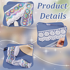 Polyester Regenbogen Pailletten Spitzenband&nbsp;DIY-WH0632-66B