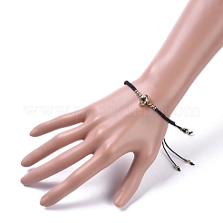 Schädel verstellbare Messing Nylonfaden geflochtene Armbänder&nbsp;BJEW-JB04985-03