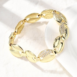 Messing-Gliederkettenarmbänder mit Mikropflaster und klarem Zirkonia für Damen&nbsp;BJEW-H630-09G