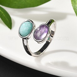 Fingerringe aus natürlichem Amethyst und Amazonit&nbsp;RJEW-A068-02P-02