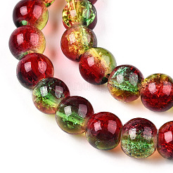 Fili di perle di vetro craquelé trasparenti bicolore&nbsp;CCG-WH0003-6mm-02
