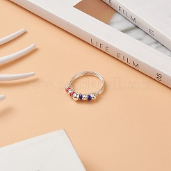 Anello da dito con perline intrecciate con semi giapponesi del giorno dell'indipendenza&nbsp;RJEW-TA00061