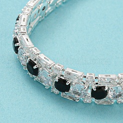 Gestellplattierte Gliederkettenarmbänder aus Messing mit Mikropavé-Kubikzirkonia&nbsp;BJEW-Q771-04S