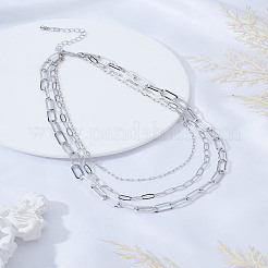 Collier double couche en alliage avec chaîne trombone pour femme&nbsp;NJEW-LP0006-02P