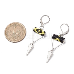 Triangolo con occhio orecchini a leva con perline di semi di vetro e ottone&nbsp;EJEW-MZ00452-04