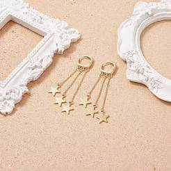 Orecchini a cerchio pendenti con nappa a catena a stella in ottone&nbsp;EJEW-TA00109