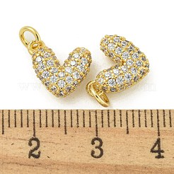 Placage de crémaillère en laiton micro pavé breloques en zircone cubique claire&nbsp;KK-Z067-23G-03