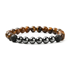 Stretch-Armband-Set aus natürlichem Tigerauge&nbsp;BJEW-JB07030