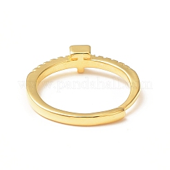 Bague réglable avec lettre initiale en zircone cubique transparente&nbsp;RJEW-C052-01G-T
