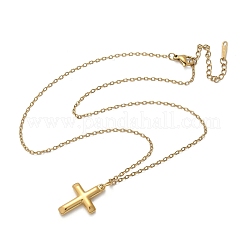 304 Edelstahl Kreuz Anhänger Kabelkette Halsketten&nbsp;NJEW-S442-04G