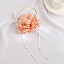 1 Stück Retro-Halsketten mit Rosenblüten aus gewachster Kordel für Damen&nbsp;NJEW-CP0001-05D