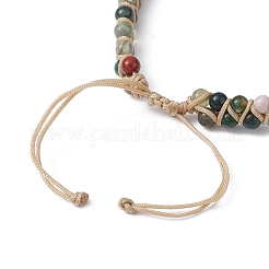 Runde geflochtene Perlenarmbänder aus natürlichem indischen Achat&nbsp;BJEW-JB09840-01