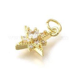 Pendentifs avec zircon cubiques à micro-pavés en laiton&nbsp;KK-V008-09G