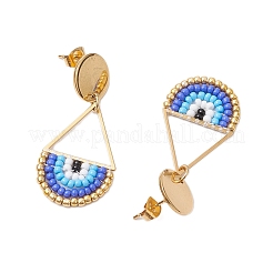 Boucles d'oreilles à tige en forme de larme et de perles de rocaille&nbsp;EJEW-MZ00251-01
