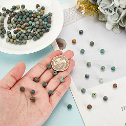 Brins de perles rondes en turquoise africaine naturelle (jaspe) givré&nbsp;G-OC0001-79B