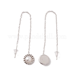 Tondo piatto con perle di plastica pendenti orecchini&nbsp;EJEW-A067-14P